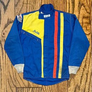 Vintage 70’s Striped Race Worn Racing Jacket with Patches